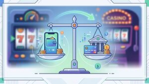Иллюстрация сравнения электронных кошельков и банковских переводов для депозитов в онлайн-слотах с высокой волатильностью